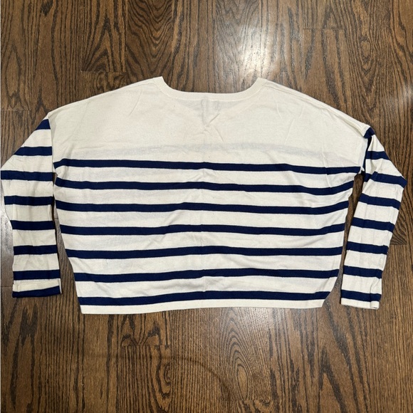 Express Wide Cropped Sweater - White with Navy Stripes - Picture 4 of 4